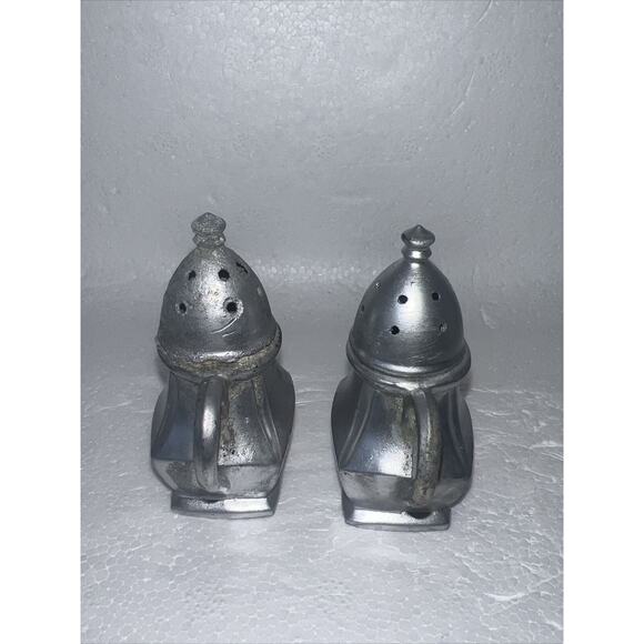 ANTIQUE SALT & PEPPER SHAKERS SOLID PEWTER 1010 NS CO. 2 1/2” S&P - Picture 2 of 6